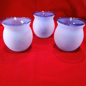 NEW* 6 pc PRINCESS HOUSE Frosted Tealight Globes w/Cobalt Blue Inserts -VTG 6161